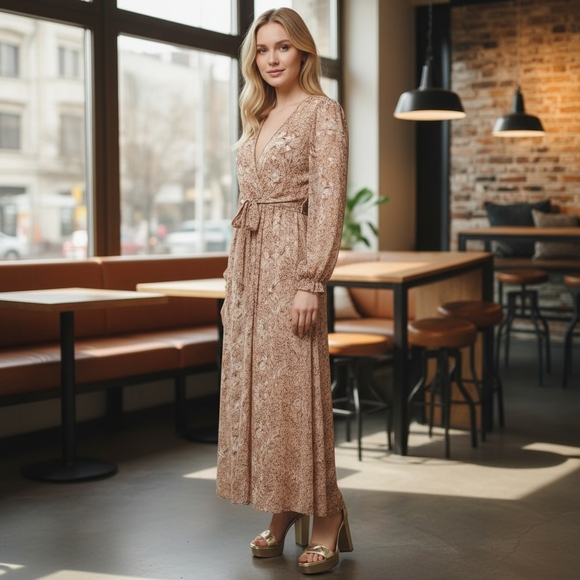 Express Sheer Floral Duster In Gold Size Medium/Large EUC - Picture 4 of 9